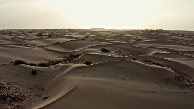 塔克拉玛干沙漠鸟瞰图视频下载