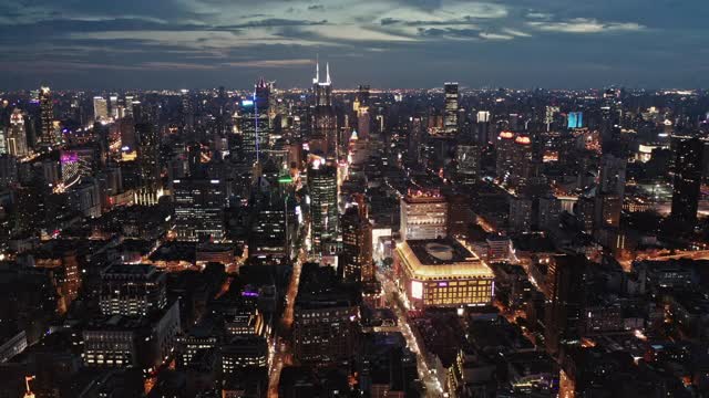 金融区,上海,夜晚,航拍视角视频素材