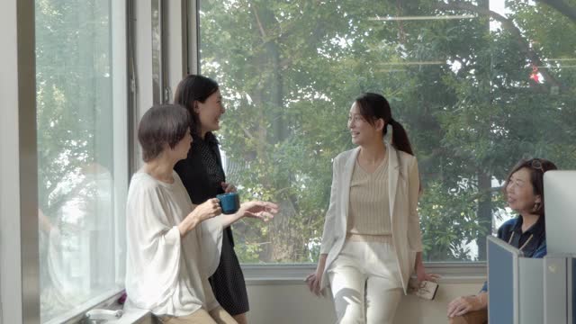 亚洲女商人在窗边闲聊视频下载