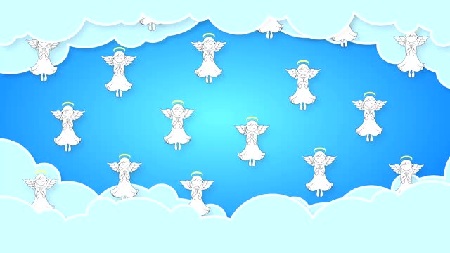 画着翅膀的天使在云中飞翔视频下载