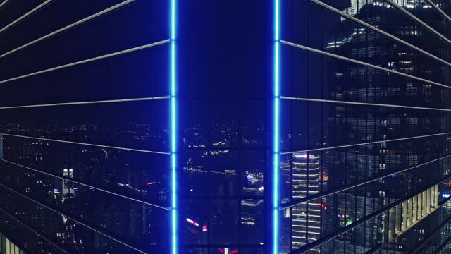 上海金融区夜间鸟瞰图视频素材