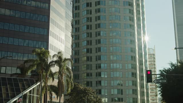 阳光照耀着市中心的办公楼视频素材
