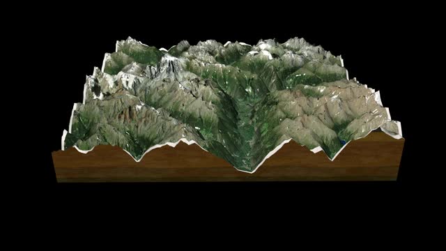 阿尔卑斯山地图3D渲染360度循环动画视频素材