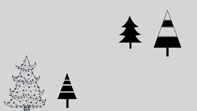 动画的ho ho ho文本在黑色与圣诞树在灰色的背景视频下载