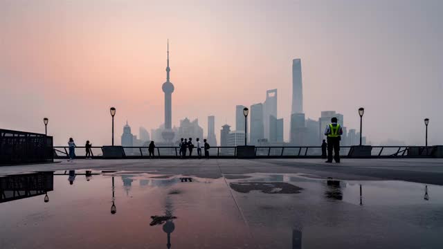 上海外滩黄昏时光流逝视频素材