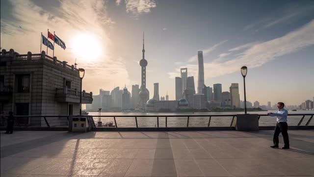 上海外滩黄昏时光流逝视频素材