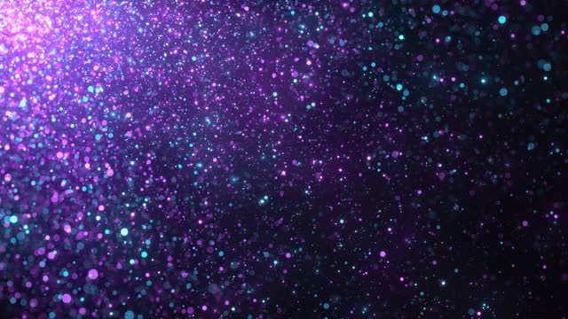 闪光的紫色和蓝色粒子在慢动作-创意，幻想，童话故事-抽象的背景动画-可循环视频下载