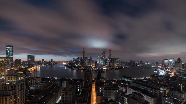 上海黎明时分的时光流逝视频素材