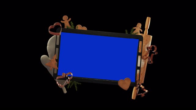 圣诞烘焙背景-蓝色屏幕和阿尔法通道视频素材