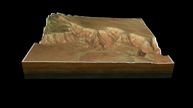 大峡谷亚利桑那州地图3D渲染360度循环动画视频下载
