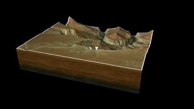 大峡谷亚利桑那州地图3D渲染360度循环动画视频素材