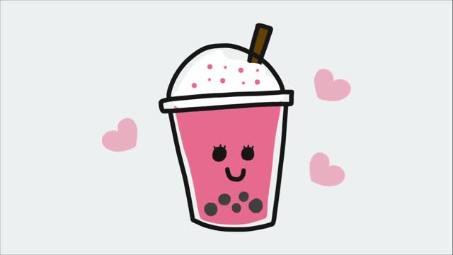 粉色珍珠奶茶微笑卡通视频下载