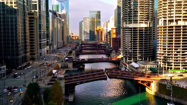 芝加哥金融区。鸟瞰图视频素材
