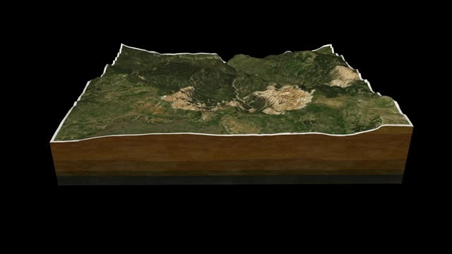 美国大峡谷地形地图3D渲染360度循环动画视频素材