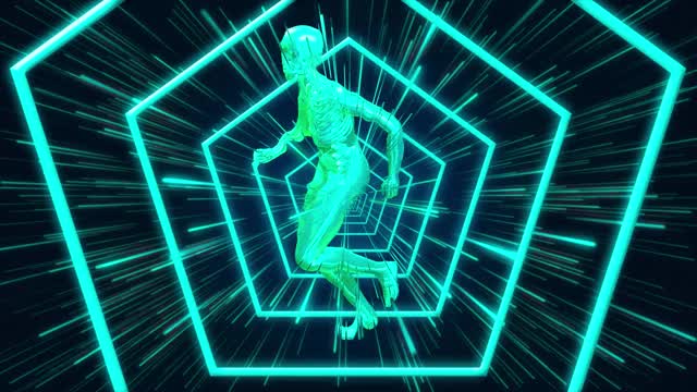 抽象背景霓虹灯三角形AI运行ciborg视频素材