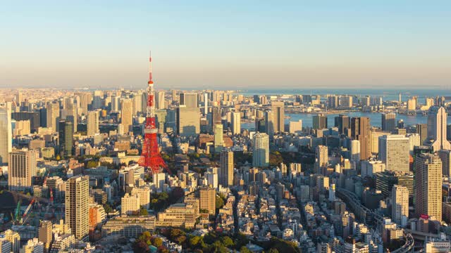 4k时间流逝高角度的东京城市天际线视频素材