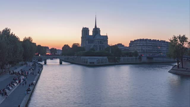 法国巴黎圣母院的延时摄影视频素材