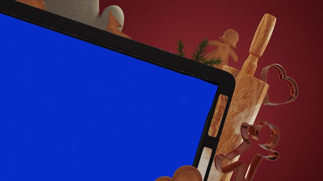 循环圣诞烘焙背景-与蓝屏视频素材