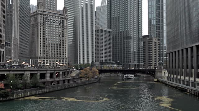芝加哥河。业务Downtwon视频素材