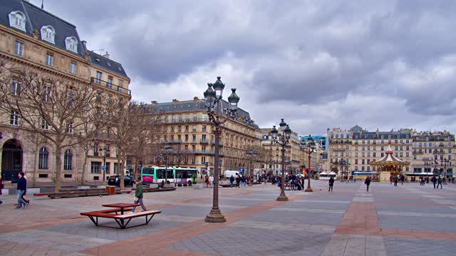 巴黎广场。博物馆视频下载
