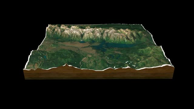 大提顿国家公园地形图3D渲染360度循环动画视频素材