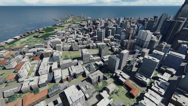 岛上的大城市，高角度的视角视频下载