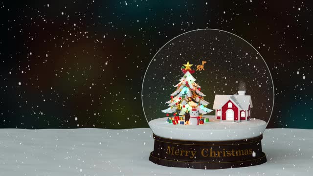圣诞雪球夜背景循环4K视频下载