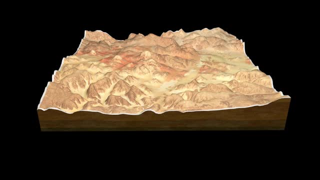 瓦迪朗姆村地形地图3D渲染360度循环动画视频素材