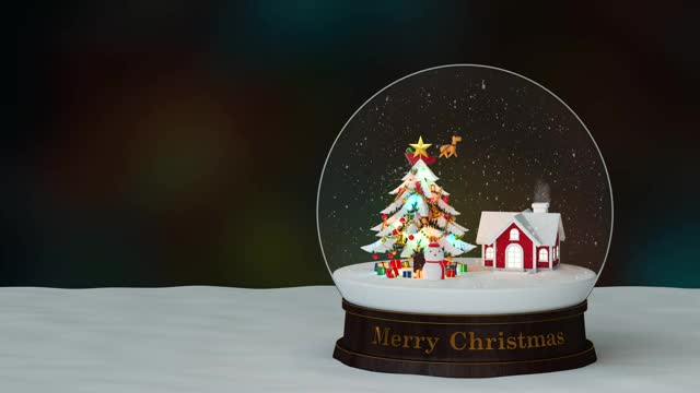 圣诞雪球夜背景循环4K视频下载