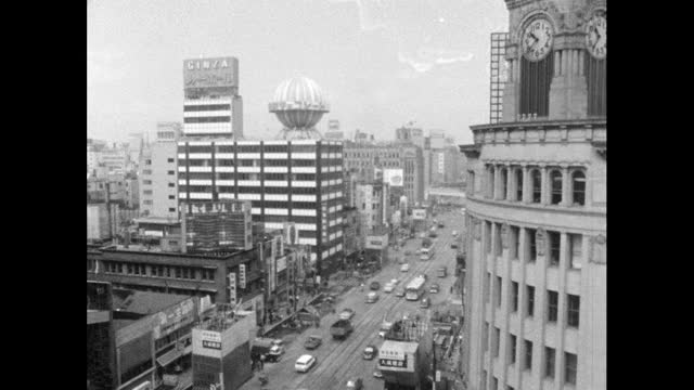 东京繁忙的银座-4十字路口的gv;1964视频下载