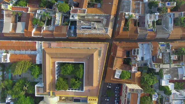 垂直视图卡塔赫纳哥伦比亚无人机镜头视频素材