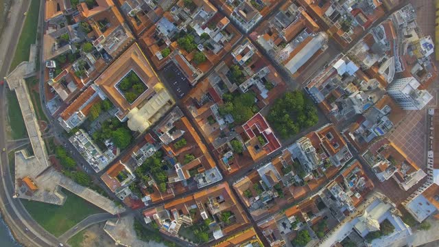 圣多明各广场卡塔赫纳哥伦比亚无人机镜头视频素材