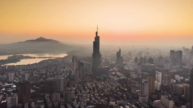 南京城市天际线的延时摄影视频素材