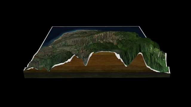 威美亚峡谷地形地图3D渲染360度循环动画视频素材