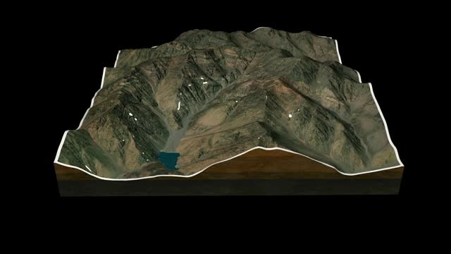 图布卡尔山地形地图3D渲染360度循环动画视频素材