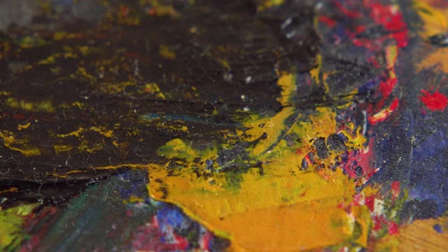 干枯的黄色和棕色的油画颜料视频素材