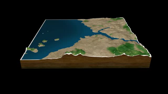 伊斯坦布尔地形图3D渲染360度循环动画视频素材