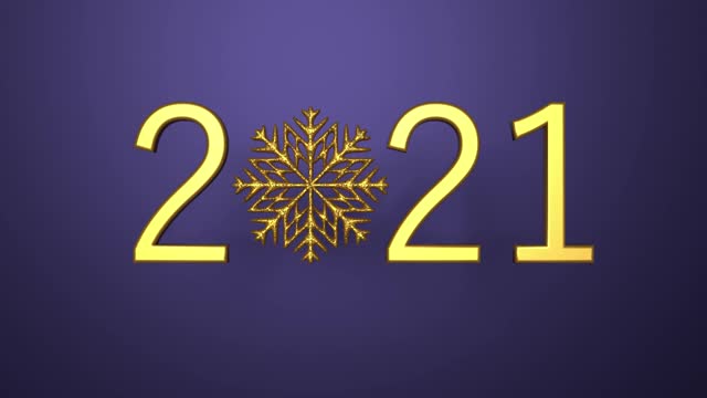 循环准备圣诞新年贺卡与2021文本和雪花在紫色的背景视频素材