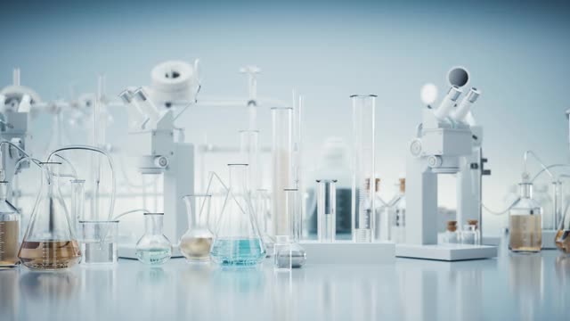 实验室设备。实验室中的疫苗生产。视频素材