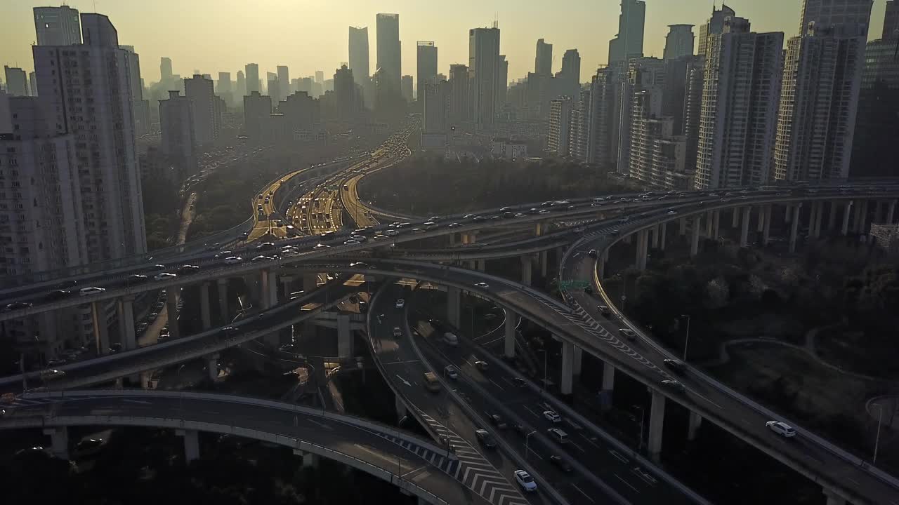 上海高速公路鸟瞰图视频下载