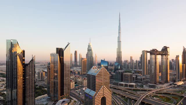 T/L WS迪拜城市景观日落，阿联酋视频下载