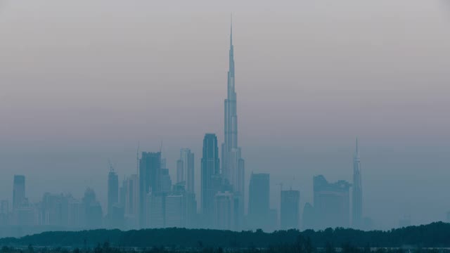 迪拜日出时间流逝天际线。视频下载