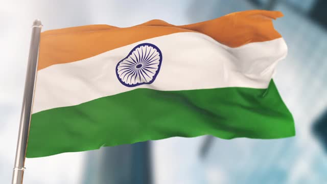 印度国旗。慢动作视频下载