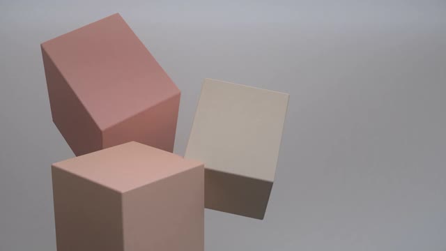 运动图形设计抽象三维粉红色几何形状循环动画背景，4k视频素材