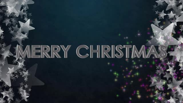奇妙的圣诞动画雪花+星星慢动作，4096x2304循环4K视频素材