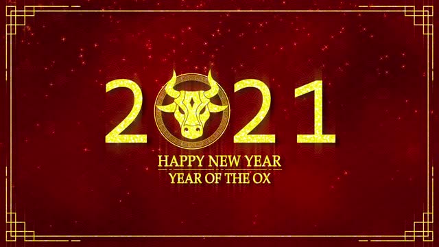 金牛运动图形与中国新年和牛年2021年作为中国新年节日无缝循环视频视频素材