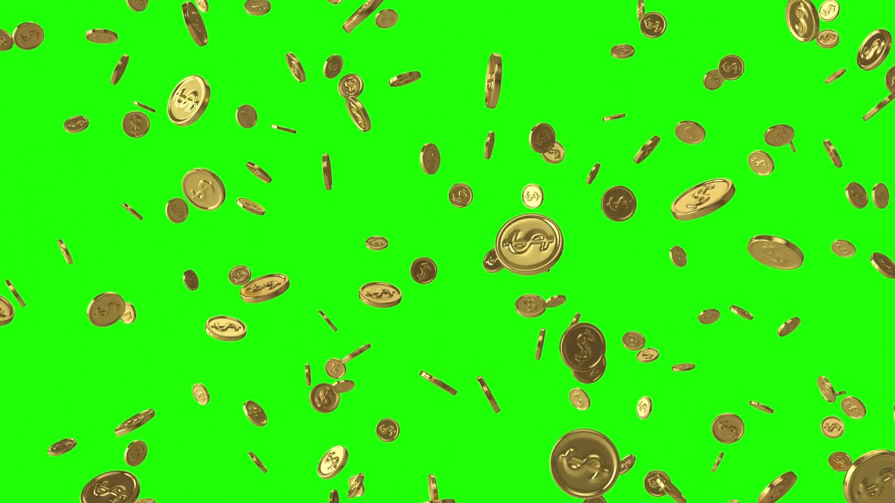 刻有美元符号的坠落金币。循环动画。视频素材