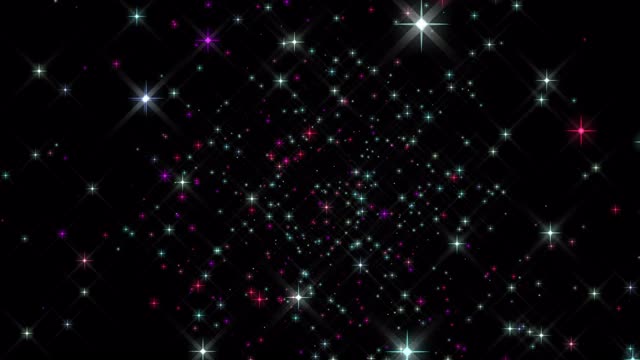 奇妙的圣诞动画与发光的星星在慢动作，4096x2304循环4K视频素材