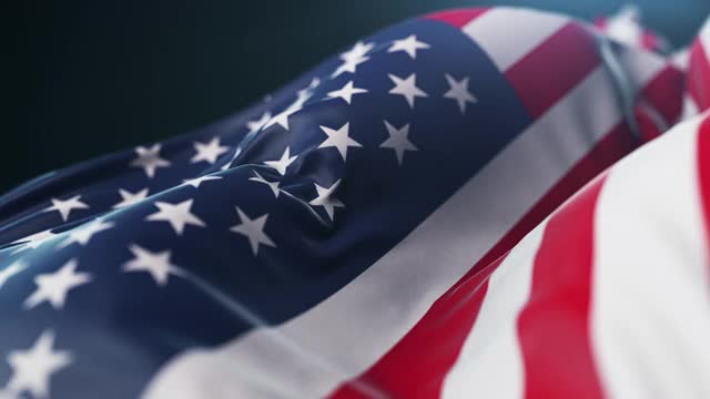 美国国旗特写。慢动作视频素材