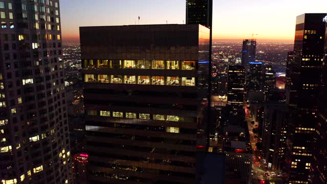 日落,城市天际线,洛杉矶,航拍视角视频素材